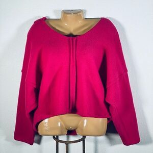 NWT Warm & Cozy Lifestyle Sz L Magenta Pink Fucsia Cropped Hoodie Sweatshirt